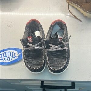 Hey Dude Black and Red Moccasin Shoes